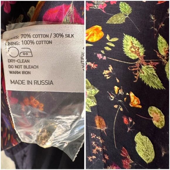 NWOT Mrs. Pomeranz Silk Cotton Blend Darjeeling flower dress Liberty Of London F - Picture 3 of 11